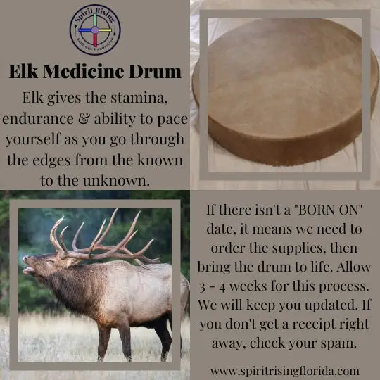 Elk Hide Spirit Drum - Handmade - One of a kind Frame Drums
