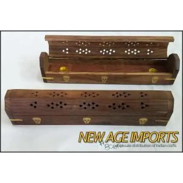 Skull Wood Incense Box Burner 12L - Incense Holders