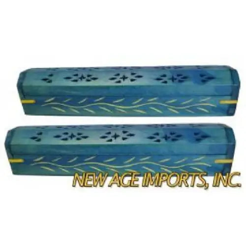 Teal Wood Incense Box Burner 12L - Incense Holders