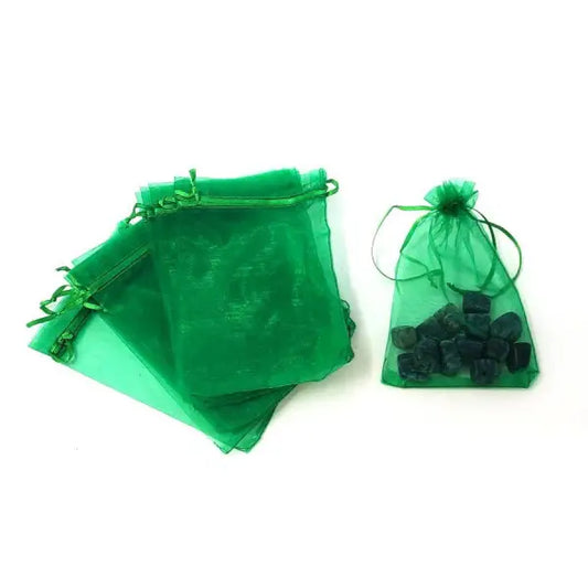 Green Organza Drawstring Bag 4x6 each